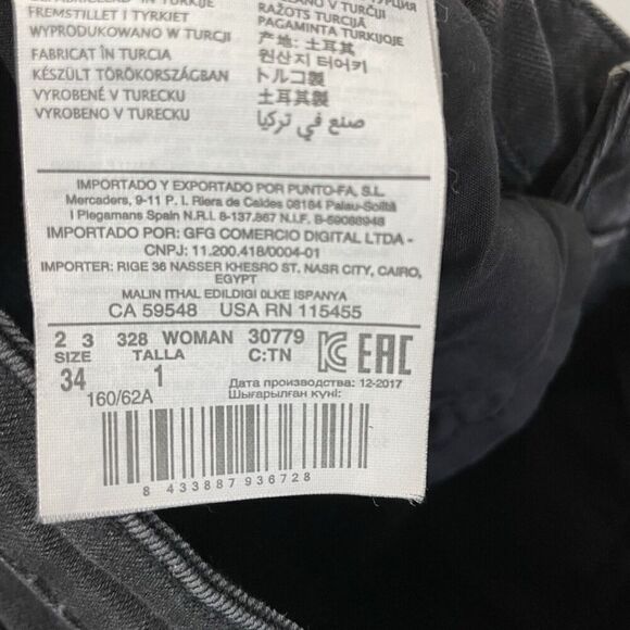 MANGO Denim Jeans Women 2 Black Corset-Tie Raw Hem Detail Slim MNG - Picture 13 of 14